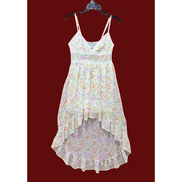 Rue 21 - Women's Summer Sleeveless High Low Hem Ruffle Floral Dress - White - M - Picture 1 of 16